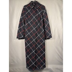 Vintage Lord & Taylor Identity Black Red White Diamond Wool Blend Coat Luxury 6